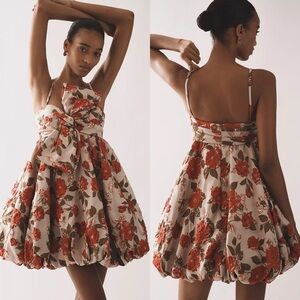 MAC DUGGAL NWT Sleeveless Bow Brocade Bubble Mini Dress in White 8